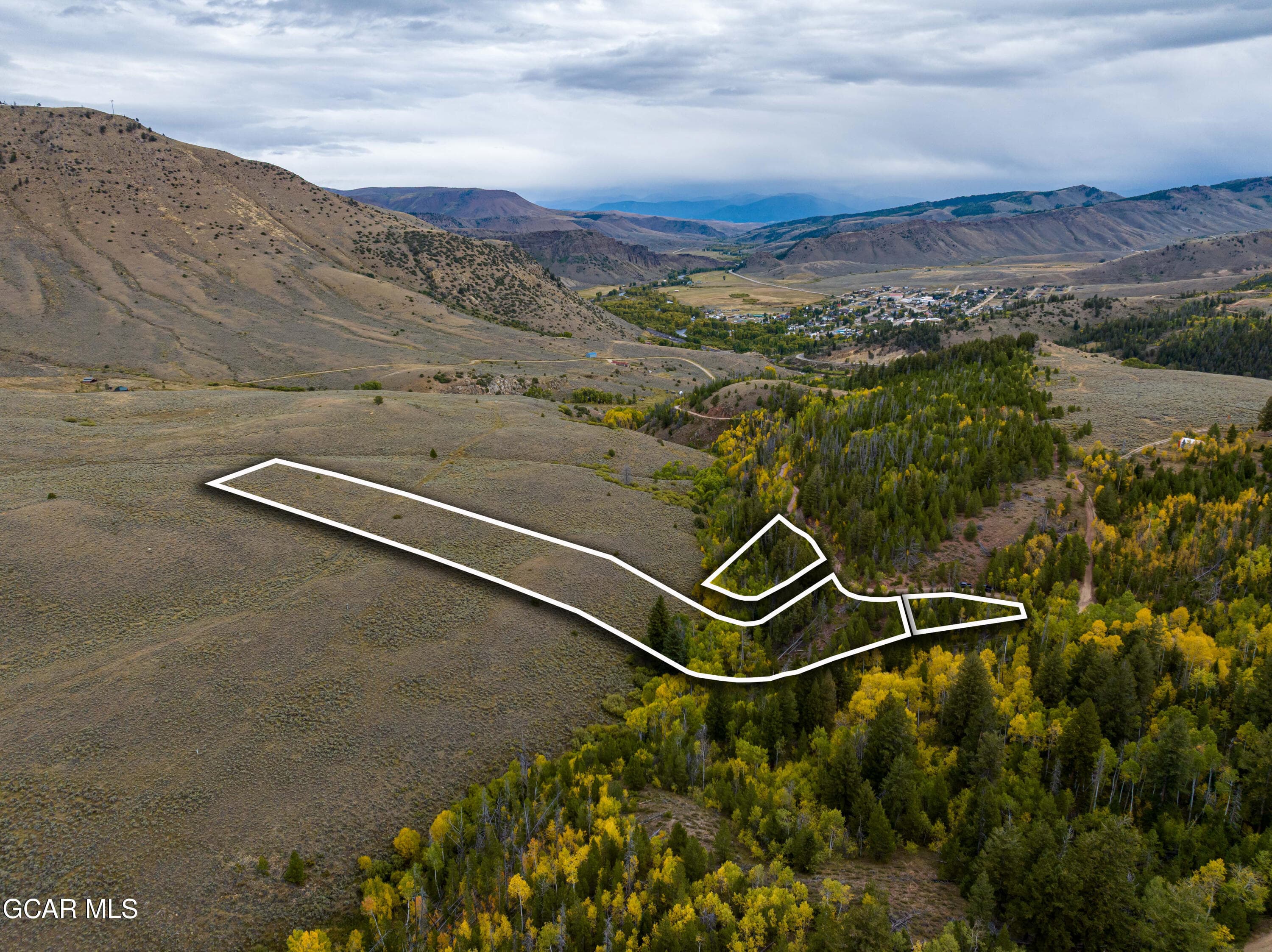 Aerial View of Property with Lot Lines