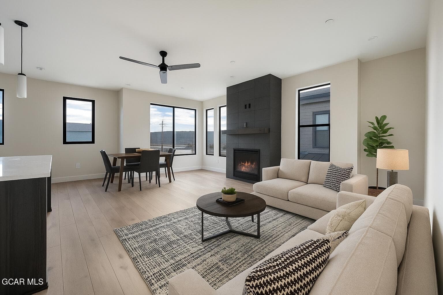 Virtually staged living room