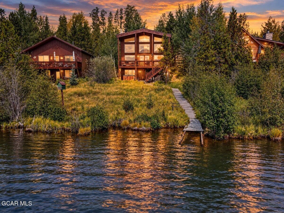 Twilight Lake View of Home